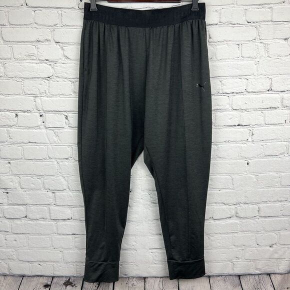 Puma Pants - Puma Women's Joggers Charcoal Gray Black Logo Waistband Pockets Stretch Size‎ XL